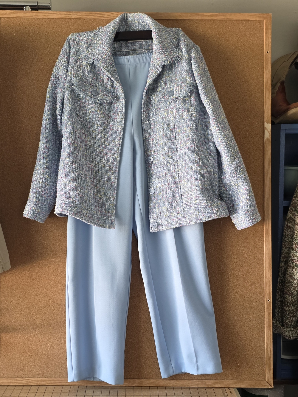 Draper’s & Damon’s Light Blue Tweed Jacket & Pants Set Women’s Large